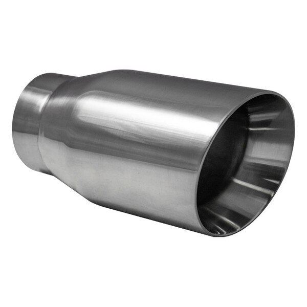 Vibrant 4in OD Round SS Exhaust Tip (Double Wall Angle Cut Beveled Outlet) 3in. ID Inlet main image 0